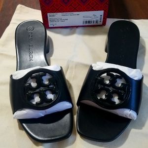 Tory Burch Black Leather Slides